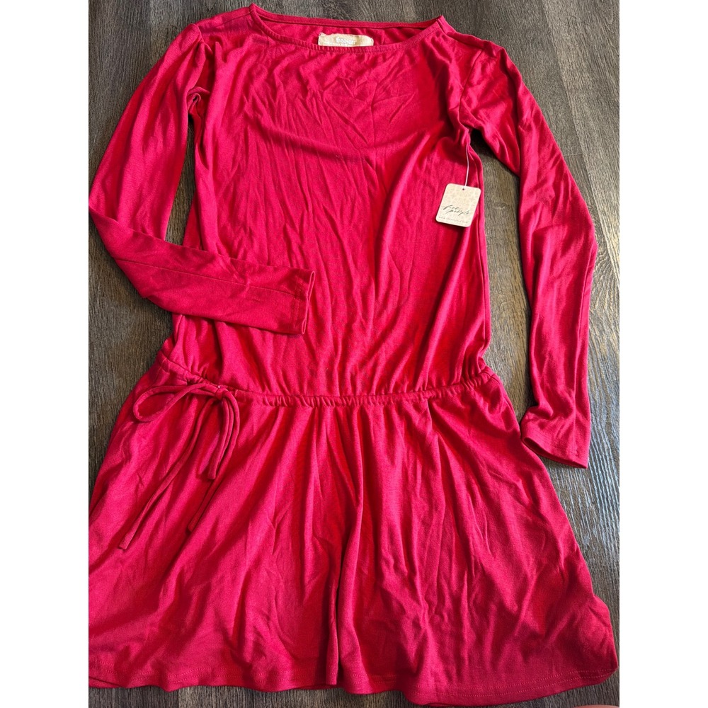 Free People Free-est Deep Cherry Red Long Sleeve Mini Dress OB2346403 XS NWT